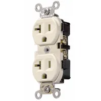 LEVITON Receptacle: Duplex, 5-20, Ivory, 125V AC, 20 A, 2 Pole / 3 Wire (MPN CR20-I)
