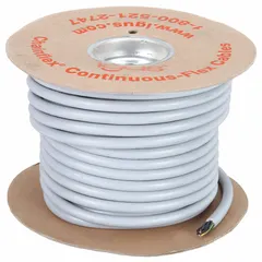 Continuous flexing control cable with 12 conductors of 18 AWG copper, a PUR jacket, and a 1000 V rating. Includes a ground conductor and meets cRUus standards. Notch-resistant construction with minimum bend radius factors of 4 x OD (fixed), 5 x OD (flexible), and 6.8 x OD (e-chain). Suitable for use in cable carriers and automated machinery requiring repeated flexing.