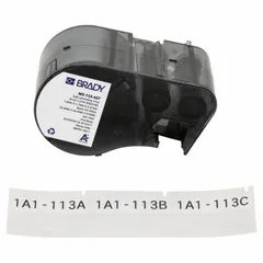 Vinyl wraparound label cartridge for permanent wire identification. White matte finish resists smudging and abrasion. Designed for wire gauges 16 AWG to 8 AWG. Compatible with M510 printer series; requires R4300 ribbon.
