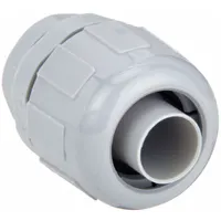 Straight, non-insulated, gray nylon liquid-tight conduit fitting for terminating 1/2 in flexible liquid-tight non-metallic conduit. Features a 1/2 in MNPT male thread and is UL Listed. Suitable for industrial environments where protection against moisture and debris is required