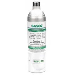 Refillable calibration gas mixture containing 40 ppm hydrogen sulfide balanced in nitrogen, with +/-5% accuracy. Designed for use with all OEM portable gas detectors to verify and adjust sensor response. Background gas is nitrogen.