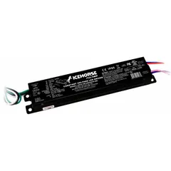 This constant voltage driver provides a stable 24V DC output from a 110-277V AC input, with a maximum power of 96W. It features 0-10V dimming control and an output current range of 0 to 4000 mA. Suitable for powering LED lighting systems such as signage, under-cabinet lights, and linear LED strips that require consistent voltage.