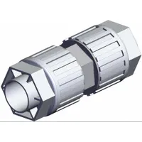 Compression x compression PFA tube fitting for 1 in OD tubing. Part of the LQ3 series. Complies with RoHS_6 and RoHS_10 standards. Used in fluid systems requiring chemical resistance and cleanliness