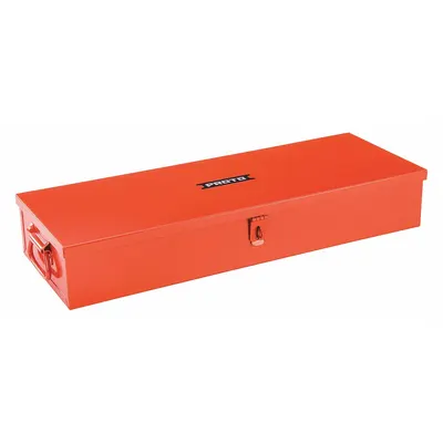 PROTO J5696R Steel Socket Storage Box, Red, Hinged Lid with Padlock Provision - Steel Socket Storage Boxes