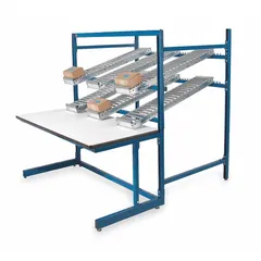 This adjustable-height workbench from PRO-LINE features a blue laminate top measuring 60 inches by 30 inches and a stringer. It has an overall load capacity of 750 lb. The height adjustability supports ergonomic positioning for assembly, packaging, and light manufacturing tasks in industrial and warehouse settings.