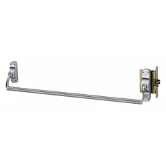 This VON DUPRIN mortise exit device features a crossbar push bar and night latch outside trim, suitable for doors up to 44 inches wide. The chrome finish provides a durable surface. It is ADA compliant for accessible egress in commercial buildings.