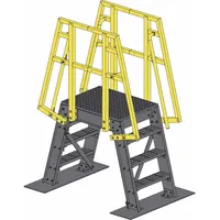 FIBERGRATE Crossover Bridge: 4.8 ft Platform Ht, FRP Composite, Open Grip, 5 Steps (MPN 875260)