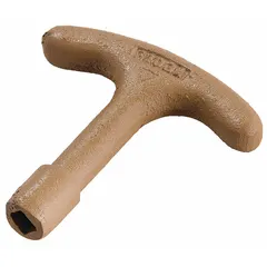 Cast iron hydrant key with yellow finish for operating wall and yard hydrants. Used to open or close the hydrant valve for maintenance and seasonal shut-off in commercial and industrial water systems.