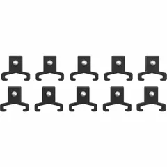 Black plastic socket rail clip for organizing sockets on a rail. Overall length 2 in, overall width 1 3/16 in. Used in tool storage systems to keep sockets sorted and accessible.