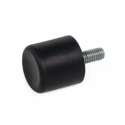 JW WINCO Concave Bumper: Cylindrical, Natural Rubber, Male x Non-Threaded Style - Male x Non-Threaded Vibration-Isolating Mounts