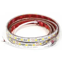 This flexible LED strip light operates on 12V DC and features a flat, clear design with blunt cut wires for electrical connection. Rated IP67, it is protected against dust and water ingress, suitable for low-voltage task and accent lighting in industrial environments. The flexible form allows installation along curved surfaces or in confined spaces