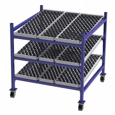 UNEX FLOW CELL Skate Wheel Track Bolted Mobile Flow Rack - Skate Wheel Track Bolted Mobile Flow Racks
