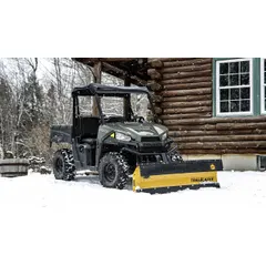 Carbon steel blade edge with a black finish, designed for use on UTVs. Suitable for snow plowing and grading applications, providing a wear surface to maintain blade performance.