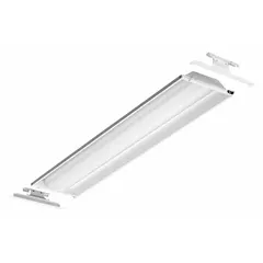 This LED flat panel retrofit kit replaces (2) lamp T8 fixtures in troffers. It delivers 1918 lumens at 4000K color temperature, consumes 15 watts, and operates on 120 to 277V AC. The unit is dimmable and measures 4 ft in width.