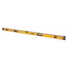 This 72-inch box level features an aluminum frame with acrylic vials for checking level and plumb. Top and side read windows allow viewing from multiple angles, while hand grips improve handling. Suitable for long-span leveling tasks such as walls, floors, and framing.
