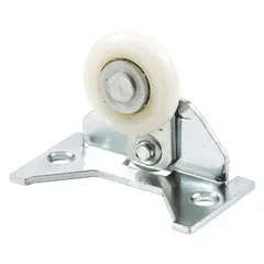 This hanging door roller from PRIME-LINE has a width of 3 13/16 inches and supports doors weighing up to 60 lb. It is used for sliding or bypass doors in various settings.