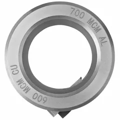 Stripping bushing for use with aluminum and copper conductors. Accommodates THHN/XHHW wire types. Maximum conductor size 600 MCM, stripping capacity 700 MCM. Designed for use with the DEWALT DCE151 XR tool.