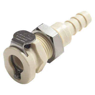 COLDER Quick Connection Coupling: Straight, 1/4 in Pipe Size, Barbed x Barbed - Polypropylene Quick-Disconnect Tube Fittings