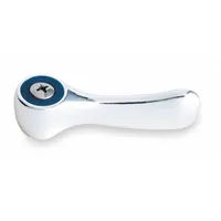Metal lever handle for hot/cold water temperature control. Polished chrome plate finish with red index button. Sold as a 2-pack. Used as a replacement handle for faucets requiring a standard lever operation