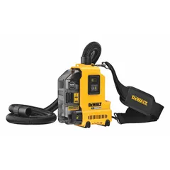 Cordless dust extractor for dry pickup on job sites. HEPA filtration captures fine dust. 0.06-gallon tank, 19 cfm airflow. Plastic construction. Bare tool; requires DEWALT 20V MAX battery (sold separately).