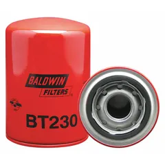 Spin-on oil filter with 1 1/8"-16 thread size and 5 3/8 in overall height. Uses cellulose media and includes G381-A integral gasket. Interchanges with Baldwin BT230 and FleetGuard HF35323. Suitable for engine oil filtration in Grove vehicles.