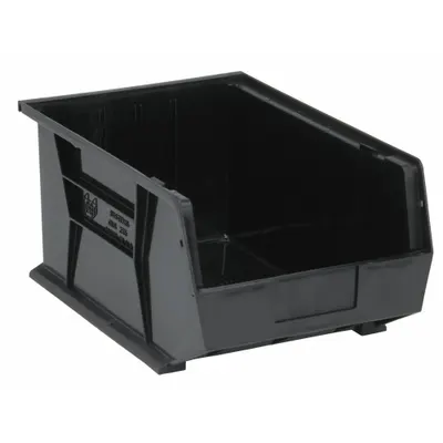 QUANTUM STORAGE SYSTEMS Hang and Stack Bin: 11 in x 16 in x 8 in, Black - Recycled Plastic Bins