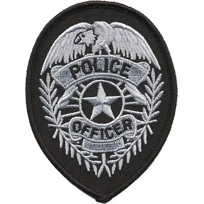 HEROS PRIDE Embroidered Patch: Police Officer, 2 3/4 in x 3 3/4 in, Black/Gold, Plastic - Embroidered Badges