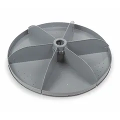 This gray flat-bottom shelf is designed for use with revolving storage bins. It provides a stable surface for organizing small parts and tools in industrial workshops, warehouses, and maintenance facilities. Dimensions: 21 x 15 x 7 inches.