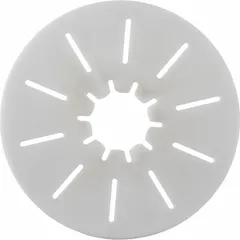 Fifth wheel disc for commercial vehicle fifth wheel assemblies. Provides a wear surface between the fifth wheel and trailer kingpin to reduce friction. Overall width 12 in, overall height 3/16 in. Manufacturer part number FWD12.