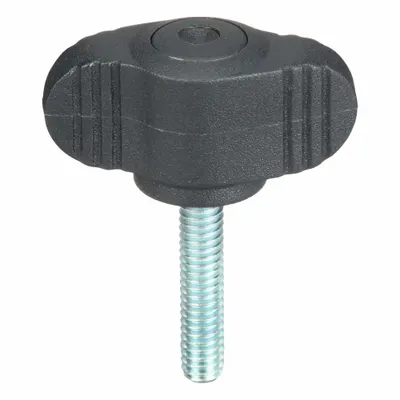 KIPP Hand Knob: Wing, Plastic w/ Steel Thread, #8-32 Thread, 20 mm Thread Lg - Wing Knobs with Threaded Stud