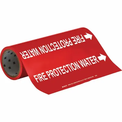 BRADY Pipe Marker: Fire Protection Water - Fire Protection Water Adhesive Pipe Markers on a Roll