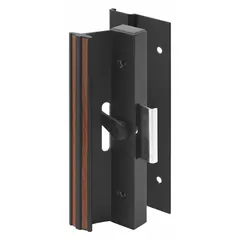Recessed handle for sliding doors, measuring 6 inches in height and 2 inches in width. Designed for flush mounting in applications such as machinery enclosures or access panels where a compact locking solution is required.