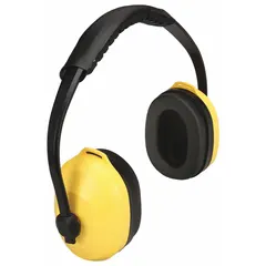 Passive earmuff with 26 dB NRR, dielectric and electrically insulated. Rigid ABS band and cups, PVC cushions, black band. Multi-position design allows over-head, behind-neck, or under-hard-hat use.