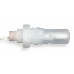 Polypropylene float switch with selectable SPST output and lead wire termination. Specific gravity rating of 0.63. Used for alternating pump control in liquid level management applications.