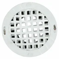 This ZURN sink drain is designed for mop sinks and utility sinks in commercial or industrial settings. It is made of stainless steel with a stainless steel finish and includes a stainless steel dome strainer. The drain has a 3-inch overall diameter and a threaded connection for a 3-inch pipe