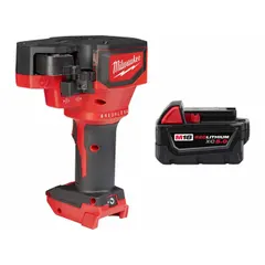 This M18 cordless threaded rod cutter is designed for cutting 1/2 in mild steel threaded rod. It includes batteries for immediate use. Typical applications include cutting all-thread rod for hanging conduit, pipe, or equipment in electrical, plumbing, and mechanical installations.