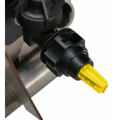 This plastic accessory is designed for use with compatible hopper spreaders, specifically models S070A and S070C. It enables pre-wetting of granular material or direct application of liquid de-icer to enhance melting performance on surfaces such as roadways and parking lots.