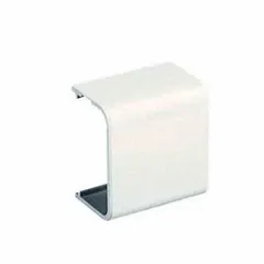 Off White ABS plastic fitting for fiber-routing raceway systems. Measures 1 in x 1 in x 1 in x 3/4 in with a single channel. Used to route and protect fiber-optic cables in structured cabling installations, such as in data centers, telecom rooms, and commercial buildings.