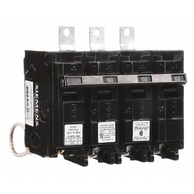 SIEMENS Miniature Circuit Breaker: 100 A Amps, 120/240V AC, 3 Poles - B Series, Bolt-On Siemens Miniature Circuit Breakers