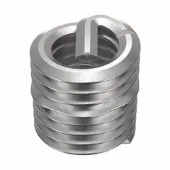 Free-running helical insert with tang for installation. #10-32 thread size, right-hand orientation, fine pitch. Made from 18-8 stainless steel with dry film lubricant, tensile strength 200,000-250,000 psi. Used to repair or reinforce threads in metal components. Supplied in a 1,000-piece pack.