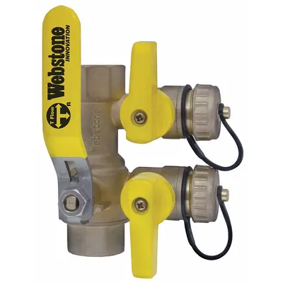WEBSTONE Purge and Fill Valve: 1 in, Brass, 600 psi Max. Op Pressure, Full Port Ball Port - Brass Purge & Fill Valves