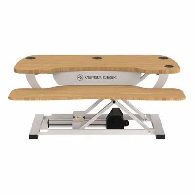 VERSADESK Standing Desk Converter: Electronic, Bamboo, Wood, 36 in Overall Wd - Electronic Standing Desk Converters