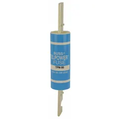 Fast-acting blade fuse rated 90 A at 170 V DC. Measures 1 in x 5 7/8 in. Used for overcurrent protection in DC power circuits, such as those found in telecommunications equipment and other low-voltage DC applications.