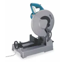 This chop saw features a 12-inch blade diameter and delivers a maximum blade speed of 1,700 RPM. It provides a 4-1/2 inch round cut capacity at 0 degrees, suitable for cutting metal, pipe, and other materials in fabrication, construction, and maintenance applications