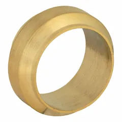 Brass compression sleeve for use with standard compression fittings. Overall length 5 mm. Creates a leak-tight seal on tubing connections in fluid systems.