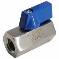 This manual two-way ball valve features a straight, one-piece body made of 316 stainless steel. It has a 1-inch connection and a locking lever handle for secure on/off flow control. Suitable for industrial piping systems requiring corrosion resistance