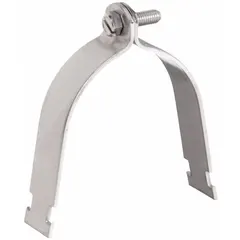This conduit strap clamp secures 3-1/2 in trade size conduit to 1-5/8 in strut channels. Made of 316 stainless steel with a polished finish, it resists corrosion in demanding environments. Features a 3/8 in-16 thread and 3.500 in cable range.