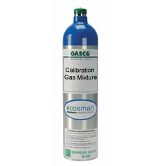 Hydrogen 99.999% calibration gas in a 116 L cylinder for verifying and adjusting the accuracy of portable gas detectors. Used in industrial environments where hydrogen detection is required for safety.