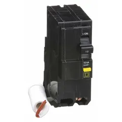 The SQUARE D QO215GFI is a 15 A, 2-pole miniature circuit breaker from the QO Series. It is rated for 120/240V AC single-phase systems with a maximum interrupting rating of 10kA at 120/240V AC. Designed for plug-in installation in QO Load Centers and NQ Panelboards, it provides overcurrent and short-circuit protection for branch circuits.