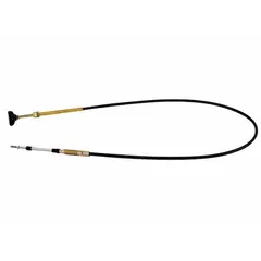 This PTO control cable is designed for dump truck applications to engage the power take-off for hydraulic dump body operation. It features a 144-inch overall length and includes a polymer control knob. The cable is constructed from polymer material.